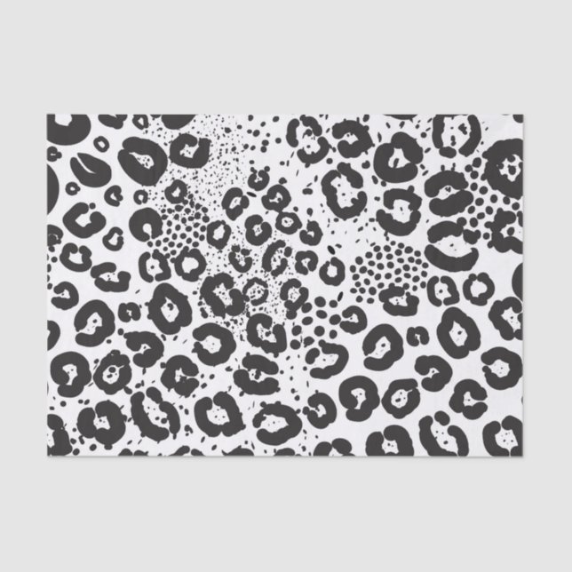 Black White Animal Print Snow Leopard Cheetah Tissue Paper (Front)