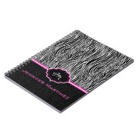 Black & White Animal Print  Zebra Pattern Monogram