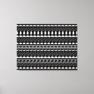Black White Animals Modern Stripes Pattern #2 Canvas Print