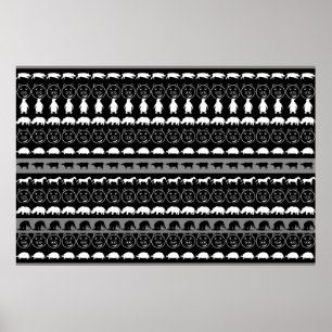Black White Animals Modern Stripes Pattern #2 Poster