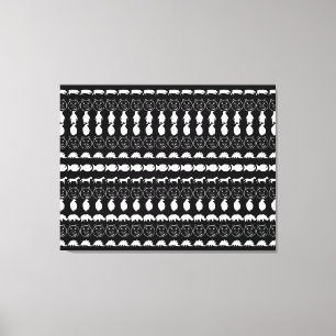 Black White Animals Modern Stripes Pattern Canvas Print