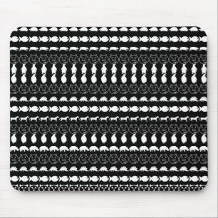 Black White Animals Modern Stripes Pattern Mouse Mat