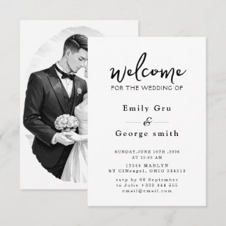 Black & White Anime Wedding Invitation