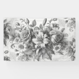 Black & White Antique Floral Perfection Banner