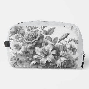 Black & White Antique Floral Perfection Dopp Kit
