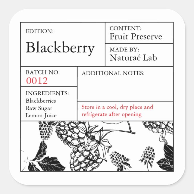 Black & White Apothecary Blackberry label (Front)