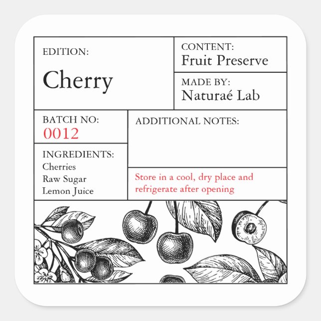Black & White Apothecary Cherry label (Front)