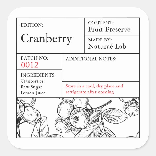 Black & White Apothecary Cranberry label (Front)