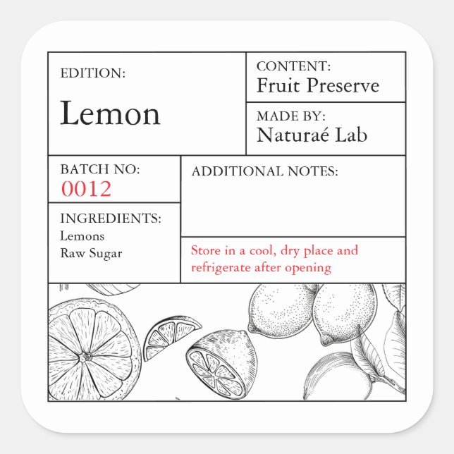 Black & White Apothecary Lemon label (Front)