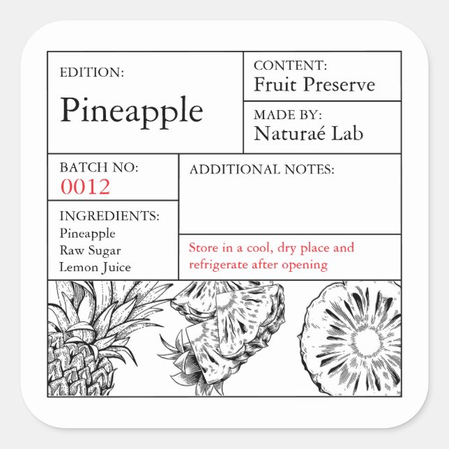 Black & White Apothecary Pineapple label (Front)