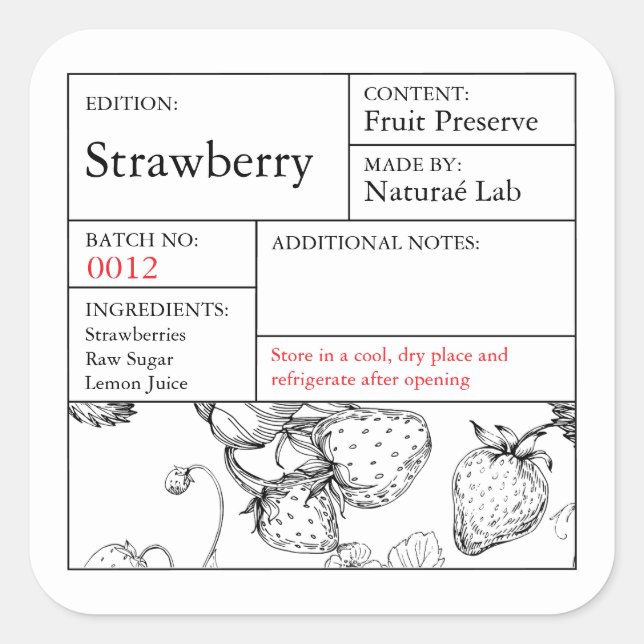 Black & White Apothecary Strawberry label (Front)