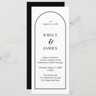 Black & White Arch Minimalist Long Wedding Invitation