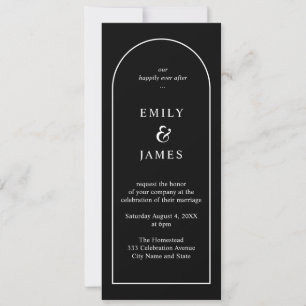 Black & White Arch Minimalist Long Wedding Invitation