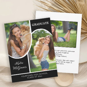 Black White Arch Photo Graduation  Announcement