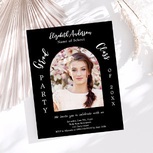 Black white arch photo Graduation Party invitation