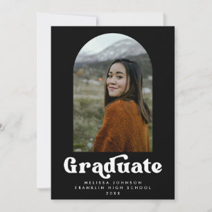 Black & White Arch Retro Type Photo Graduation Announcement