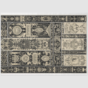 Black & white architectural baroque decoupage pape tissue paper