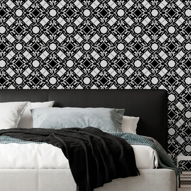 Black White Art Deco Interlaced Pattern Wallpaper (Creator Uploaded)