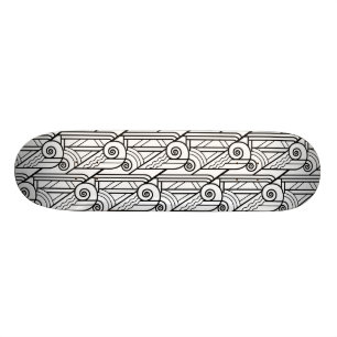 Black & White Art Deco Pattern Skateboard