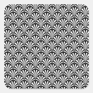 Black & White Art Deco Pattern Square Sticker
