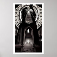 Black & White Art Deco Stairways To Where? Poster