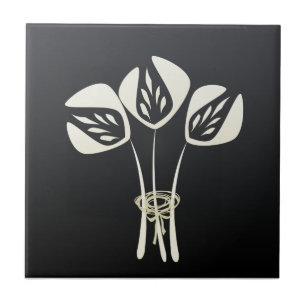 Black White Art Deco Style Tile