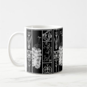 Black & white art deco stylised customisable  coffee mug
