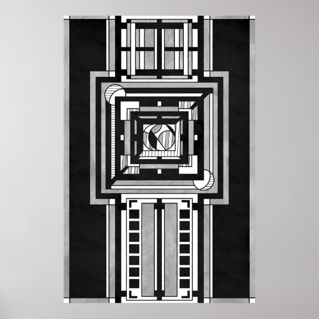 Black & White Art Deco Tapestry Poster (Front)
