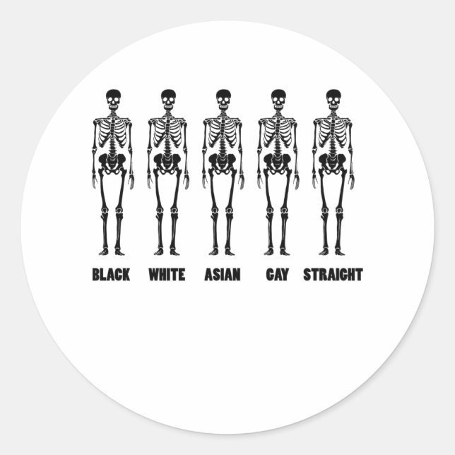 Black White Asian Gay Straight LGBT Pride Month Classic Round Sticker (Front)