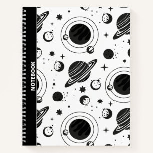 BLACK & WHITE ASTROLOGY/ASTRONOMY THEMED NOTEBOOK