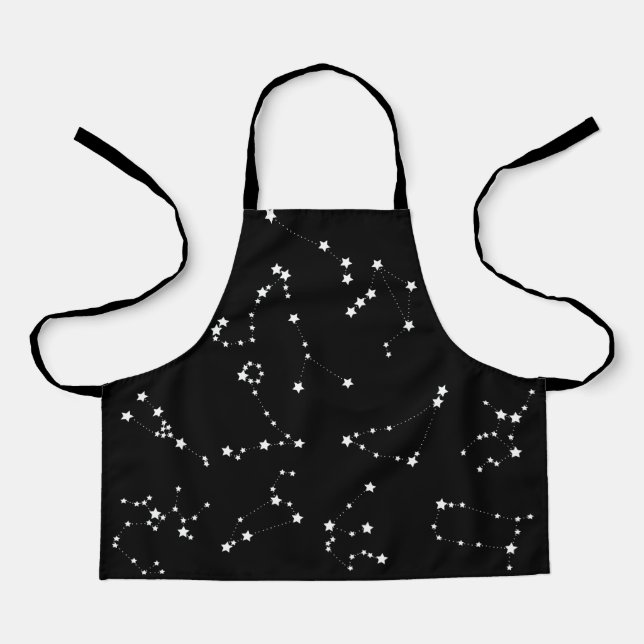 Black & White Astronomy Zodiac Star Constellations Apron (Front)