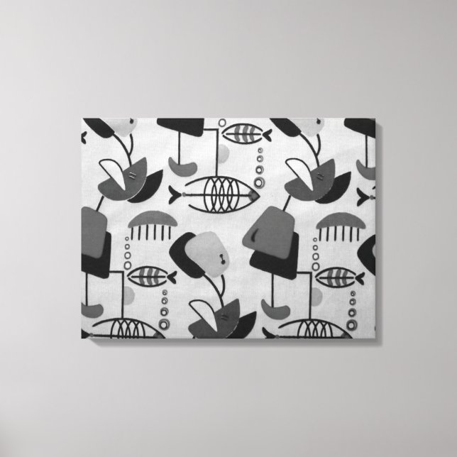 Black & White Atomic Pattern Canvas Print (Front)