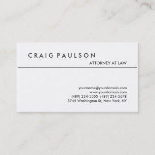 Black White Attorney at Law Modern Business Card