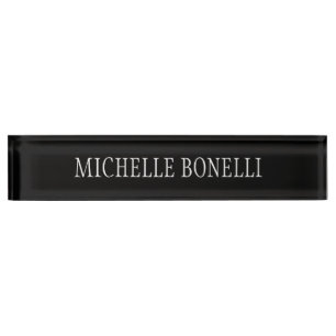 Black White Attractive Charming Business Nameplate