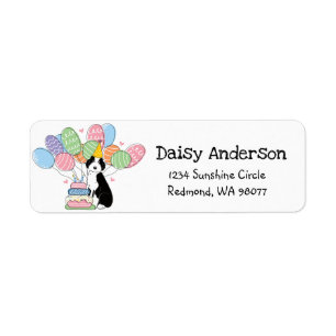 Black White Aussiedoodle Birthday Return Address