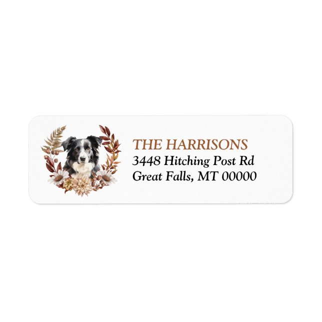 Black White Australian Shepherd Dog Autumn Wreath (Front)