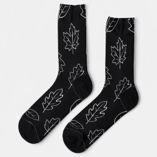 Black & White Autumn Leaf Socks | Minimalist Fall 