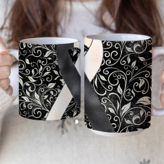 Black White Awareness Ribbon Mug Design