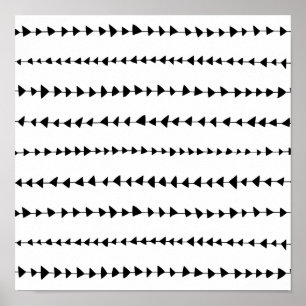 Black  White Aztec Arrows Pattern Poster