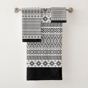 Black & White Aztec Pattern Bath Towel Set