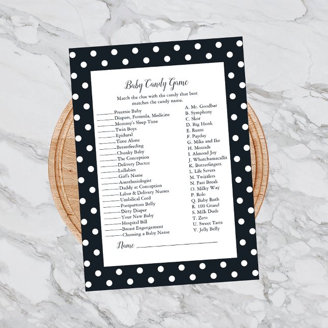Black White Baby Bow Baby Candy Baby Shower Game Invitation (Creator Uploaded)