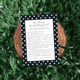 Black White Baby Bow Who Knows Mum Best Game Invitation