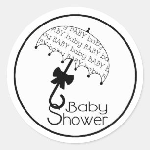 Black & White Baby Shower Umbrella Sticker