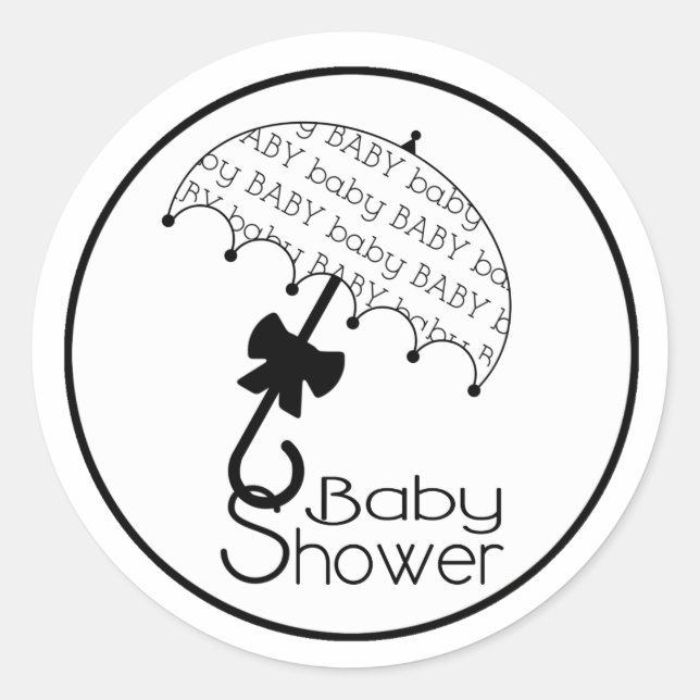 Black & White Baby Shower Umbrella Sticker (Front)