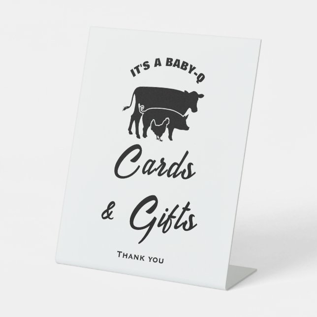 Black White BabyQ Baby Shower Cards & Gifts Sign (Front)