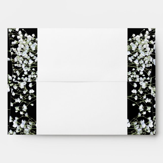Black & White Babys Breath Floral Envelopes (Back (Top Flap))
