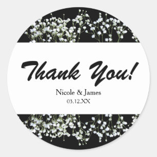 Black & White Babys Breath Wedding Stickers