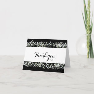 Black & White Babys Breath Wedding Thank You Card