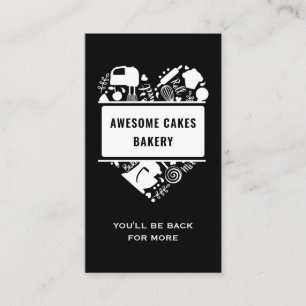 Black White Baker Bakery Cakes Cookies Pastry Chef Business Card