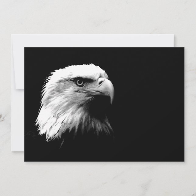 Black & White Bald American Eagle Invitation (Front)
